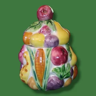 Los Angeles Potteries Cookie Jar Fruits And Veggies Vtg Ceramic Kitchen Storage • $15