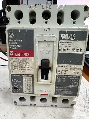 👀 Westinghouse 100 Amp Circuit Breaker 600 Vac 250 Vdc 3 Pole W/ Aux Hmcp100r3c • $119.99