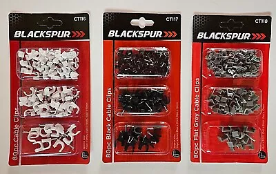 80 Pack Cable Clips Wall Tacks Wire Cord Clamps Round Or Flat 3 Sizes In Pack • £2.95
