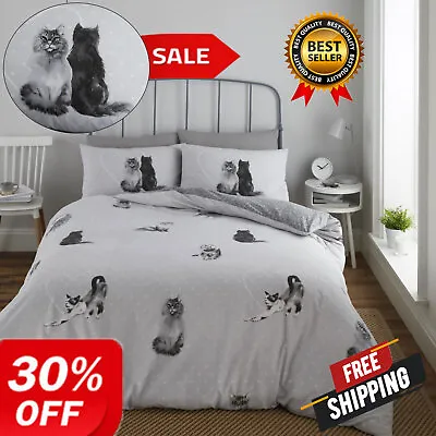 £14.95 • Buy Cat Bedding Duvet Cover Set Reversible Cotton Quilt Animal Printed Single Double