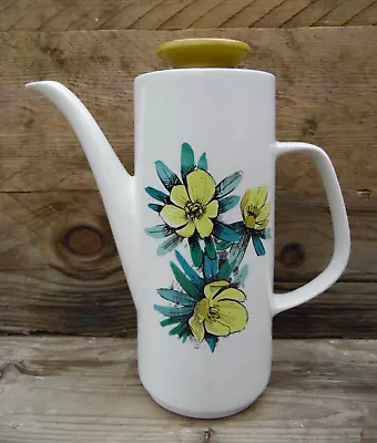 Vintage Retro Studio Meakin Ceramic Coffee Pot Floral Design Olive Lid #2 Prop • £26