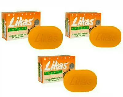 Likas Original Papaya Soap 135g X 3 - Herbal Bath Soap For Face And Body • £19.99