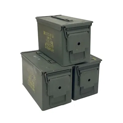 3-pack! Three 50 Cal Grade 1 Ammo Cans M2a1 5.56 Empty Ammunition Cans • $58.50