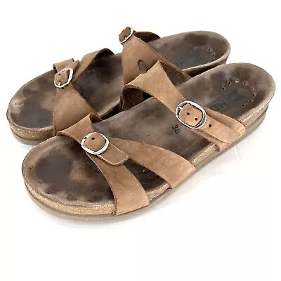 Mephisto Hannel Slide Sandals Womens EU 38 US 8 Brown Leather Double Strap • $30