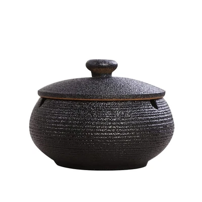 £10.99 • Buy Ceramic Cigarette Ashtray With Lid Windproof Ash For Home Office Outdoor Black