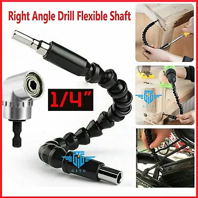 Right Angle Drill Adapter Flexible Shaft Extension Bits & Screwdriver Hold 1/4   • $5.89