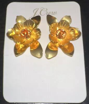 J.Crew Oversized Flower Stud Earrings In Burnished Gold Plated Brass Style BO299 • $29.93