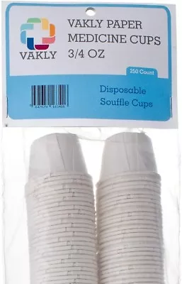 Vakly Paper Medicine Cups 3/4 Oz (Disposable Souffle Cups) 250 Count • $9.99