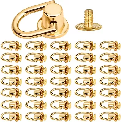 40 Pieces D Rings Rivets For Leather Purse Gold Ball Studs Rivets With D Ring • $15