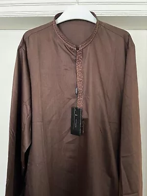 Mens J. Junaid Jamshed Brown Shalwar Kameez Suit 2 Piece Embroidered Size Large • £27