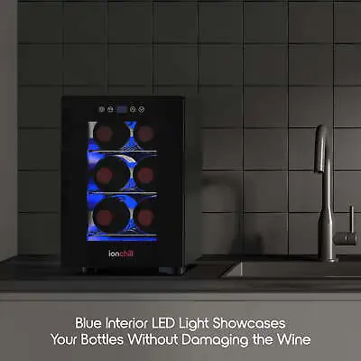 Child Lock 6-Bottle Wine Cooler 13-Liter Mini Fridge With Wine Rack Temperature • $84