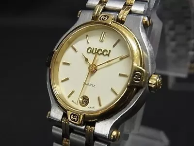 Vintage Gucci 9000L Two Tone Steel 25mm Gold Dial Quartz Women's Used Working • $139.99
