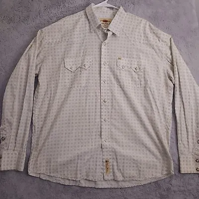 Larry Mahan Shirt Mens 2XL XXL Western Cowboy Diamond Snap Geometric Sawtooth • $25.95
