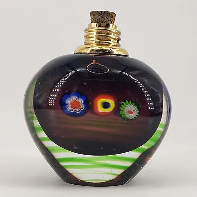 Heavy Millefiori Art Glass Sommerso Swirled Hand Blown Perfume Bottle Polished • $36.96