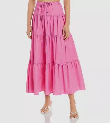 $114.48 • Buy $285 Staud Women Pink Lucca Tiered Midi Skirt Size M