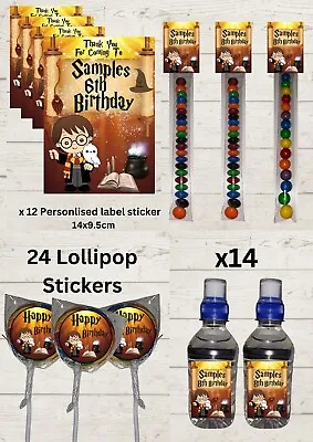 Harry Potter Personlised Party Favours Stickers Labels Drink Bag Candy Lollipop • $13.95