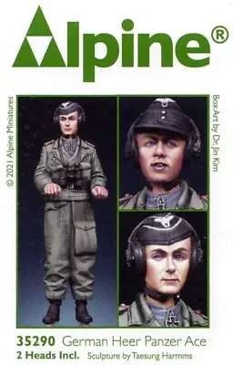 Alpine Miniatures 1:35 Set 35290 Wwii German Heer Panzer Ace (1 Figure 2 Heads) • $25