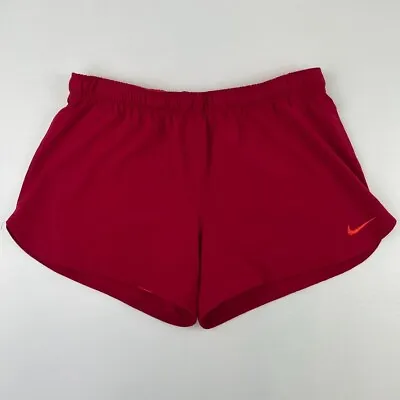 $21.58 • Buy Nike Shorts Womens Large Dri Fit Lined Run Just Do It 32x4 Phantom Gym Red Logo
