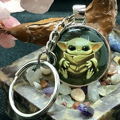 Baby Yoda Grogu The Child Mandalorian Keychain Pendant Key Fob Chain Ring New • $9.95