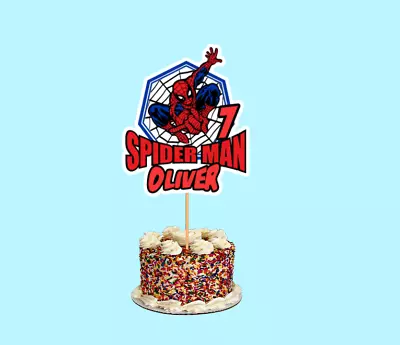 PERSONALISED SPIDER MAN Cake Topper /Cake Decoration Party Non- Edible • £3.99