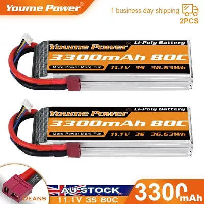 2pcs 11.1V 3S 3300mAh LiPo Battery 80C Deans For RC Truck Helicopter Drone FPV • $63.99