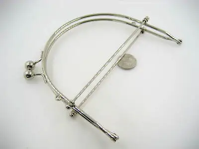 Silver Purse Frame With Handle Metal Arch Frame Kiss Clasp Lock Handle Ball • £4.99