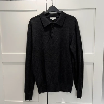£25 • Buy Reiss Button Up Polo Shirt Medium Charcoal