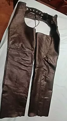 Vintage Highway One Black Leather Chaps Men's Size X-Large • $33.75