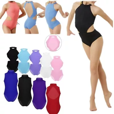 Girl Kid Halter Neck Backless Ballet Dance Gymnastics Leotard Bodyduit Dancewear • £5.99