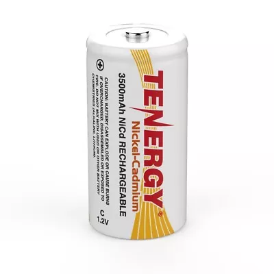 Tenergy C Size 1.2V 3500mAh High Capacity NiCd Rechargeable Battery Button Top • $3.99