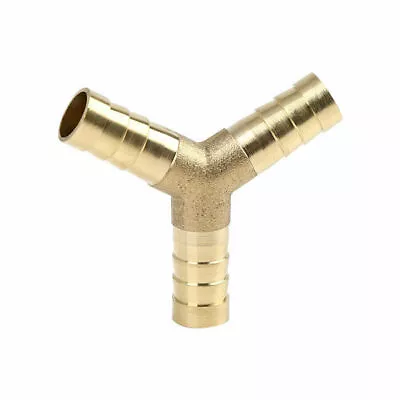 1X Brass Y Piece 3WAY Joiner Fuel Hose Tee Connector Fitting Air Water Gas 8mm • £3.49