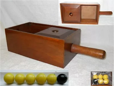 Black Ball Secret Voting Box Wooden Antique Handle Sliding Beveled Top 6 Marbles • $124.95