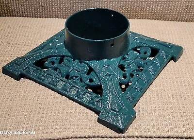 Vintage Heavy Duty Christmas Tree Stand Cast Iron Green 14  X 14  X 5  • $24.99