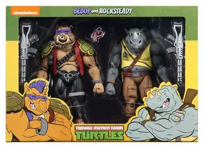 NECA Teenage Mutant Ninja Turtles MIGHTY HOG & RHINO-MAN Cartoon TMNT • £49.98