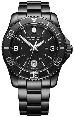 Victorinox Swiss Army Maverick Black Steel Black Dial Date Mens Watch 241798 • $475