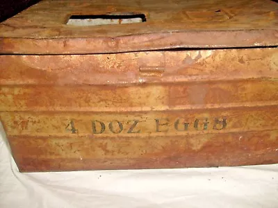 Vintage 4 Dozen Egg Crate  Metal Chicken Carton Box Farm Primitive Tin Sign • $39