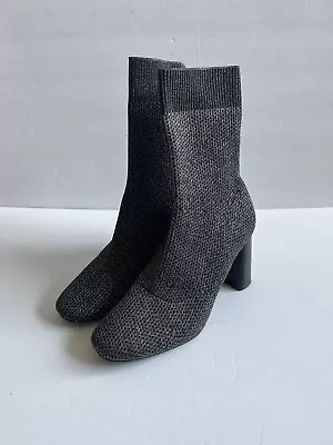 New ZARA Metallic Sparkly Gray Sock Ankle Booties SZ 6 • $22