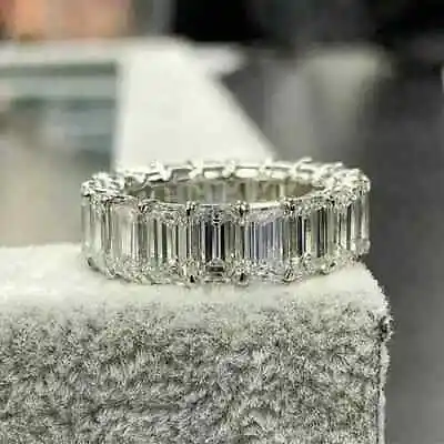 14K White Gold Over Lab Created 5CT Emerald Cut VVS1/D Diamond Wedding Band Ring • $97.99