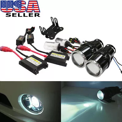 2.5  Bullet Projector Lens Fog Light Lamps + 8000K HID Kit Combo Deal W/ Wire • $107.99