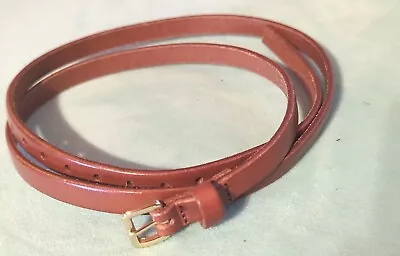 J.CREW Skinny Italian Leather Belt Smooth Thin Brown Womens Size S Made In USA • $22