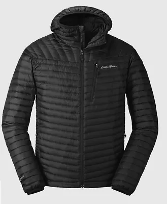 Eddie Bauer MicroTherm 2.0 Hooded 800 Fill Down Jacket Black NWT Men’s M • $134.99