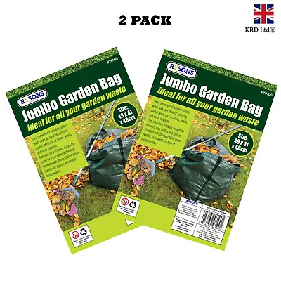 £4.97 • Buy 2pk JUMBO GARDEN WASTE BAG Grass Rubbish Refuse Sack Storage Waterproof Reusable