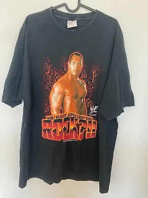 £109.99 • Buy Vintage 2001 Wwf Wwe You Want A Piece Of The Rock Wrestling T-shirt Black Xl