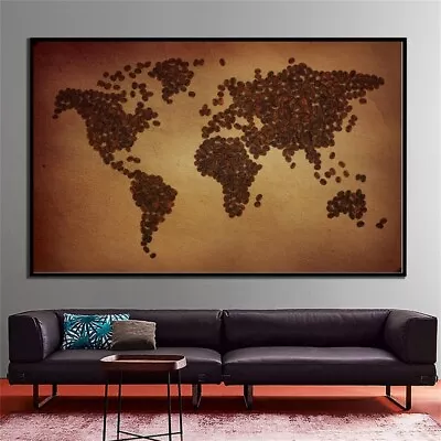 Coofee Beans World Map Large Poster Prints Wall Art Backdrop Home Room Decor • $10.43