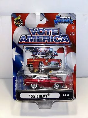 * New Muscle Machines Vote America Red Diecast 1:64 Chevrolet '55 Chevy' #04-67 • $12.99