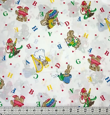 Vintage Wamsutta Cotton Fabric Animals Novelty By The Half Yard  • $6