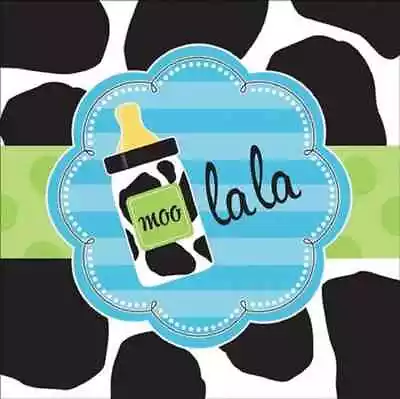 Baby Cow Print Boy Animal Moo La La Baby Shower Party Paper Luncheon Napkins • £9.13