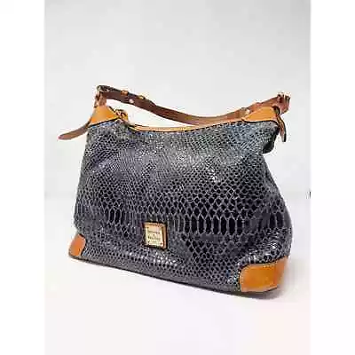 Dooney & Bourke Erica Hobo Bag Navy Snakeskin Embossed Leather • $95