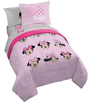 Disney Minnie Mouse Faces 7 Piece Full Bed Set - Includes Comforter & Sheet Set • $73.09