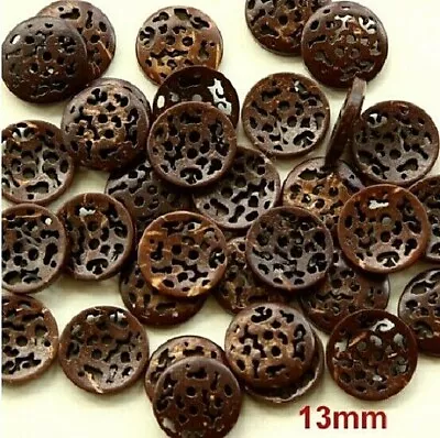 Pkg Of 20 FLOWER 2-hole Brown Coconut Shell Buttons 1/2  (13mm) Craft (1199) • $5.55